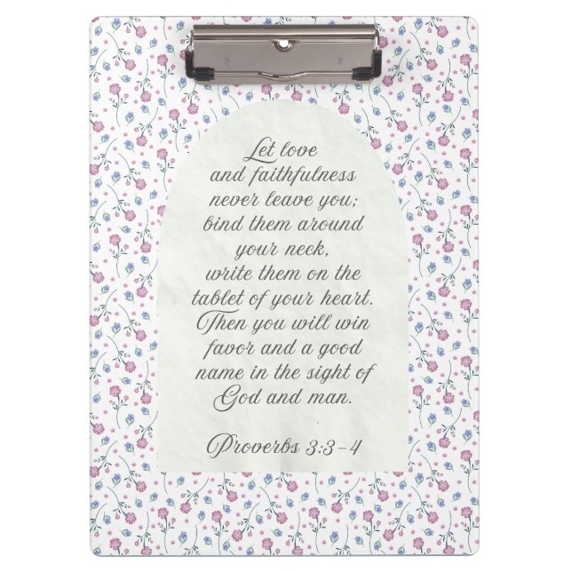 Pranchetas Proverbs 3:3–4 Floral Scripture  (Frente)