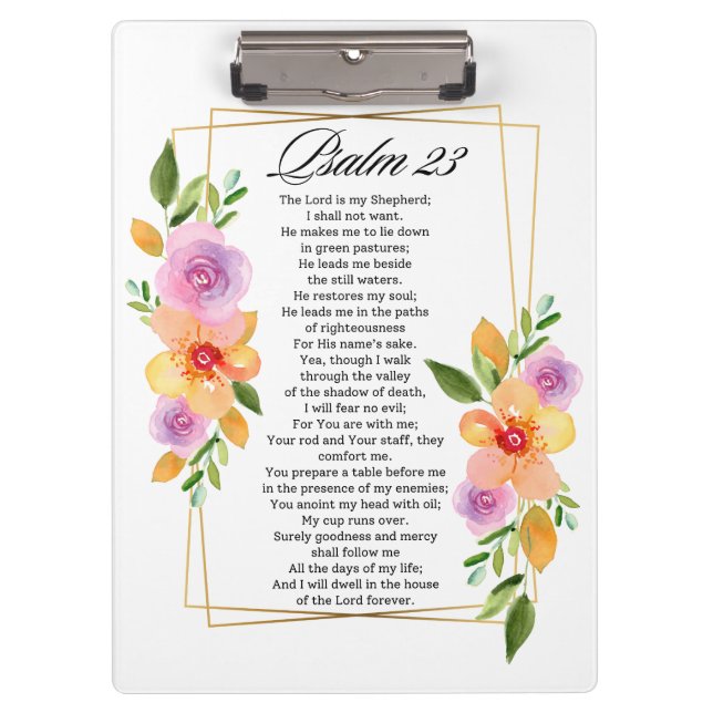 Pranchetas Psalm 23 Floral Geometric Frame (Frente)
