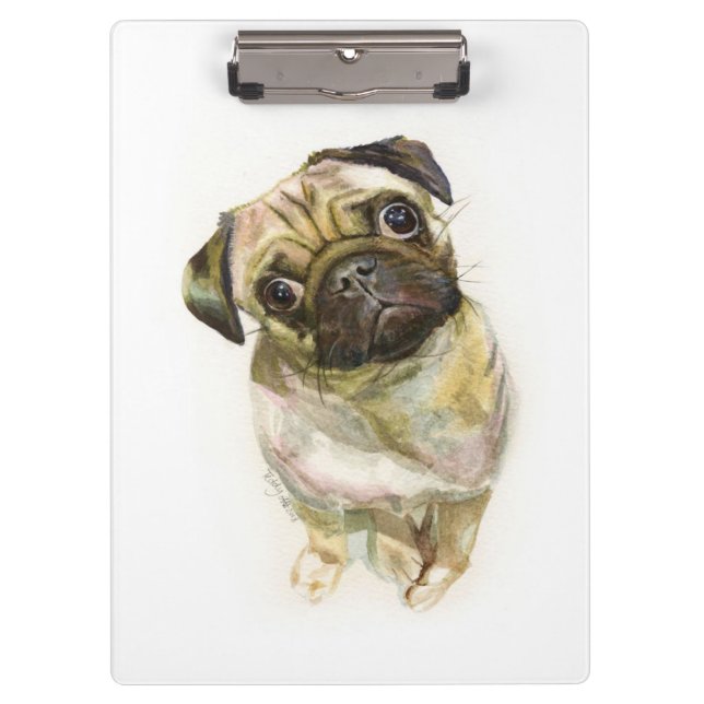 Pranchetas Pug Face Art Impressão | Cachorro de Cueca (Frente)