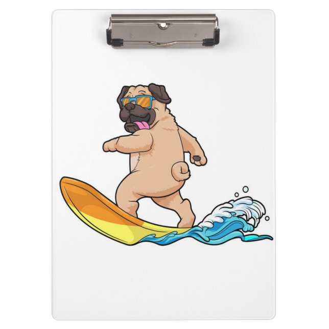 Pranchetas Pug Surfing Surfing Pug Vestindo Óculos (Frente)