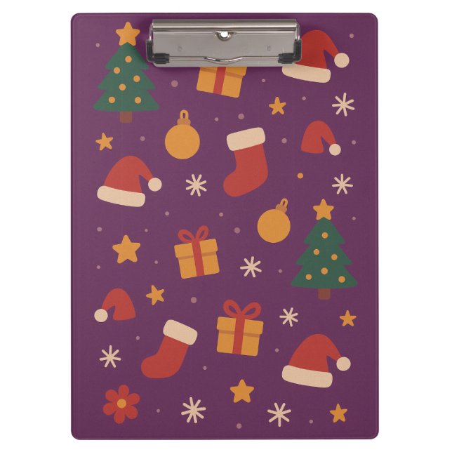 Pranchetas Purple Christmas Pattern Aesthetic – Cute Holiday  (Frente)