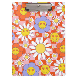 Pranchetas Quadro de controlo do Groovy Daisy Floral, Y2K 90s