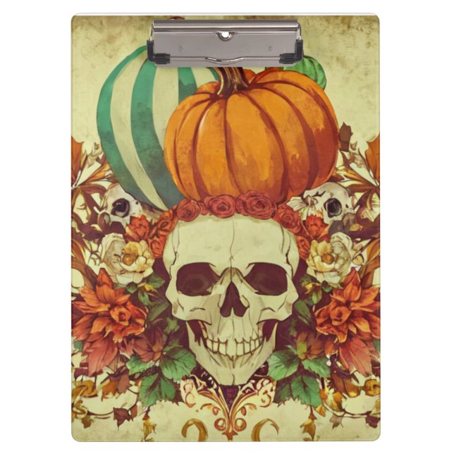 Pranchetas Queda/outono/Halloween/abóbora/esqueleto (Frente)