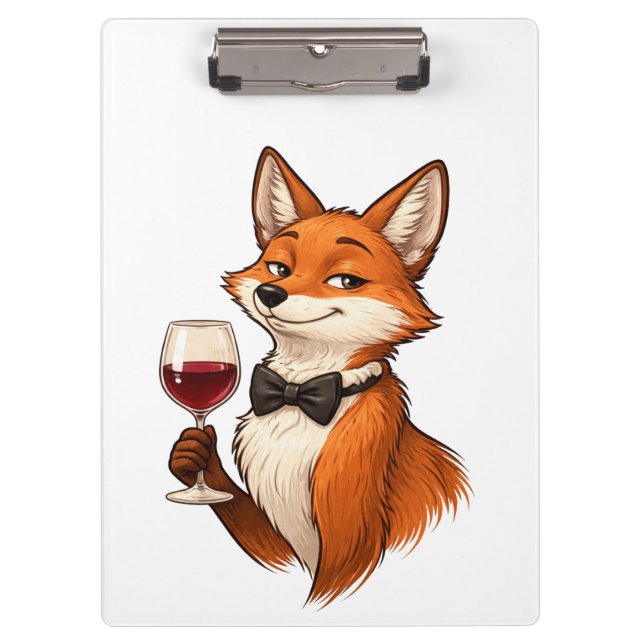 Pranchetas Raposa Elegante com Cálice de Vinho  (Frente)