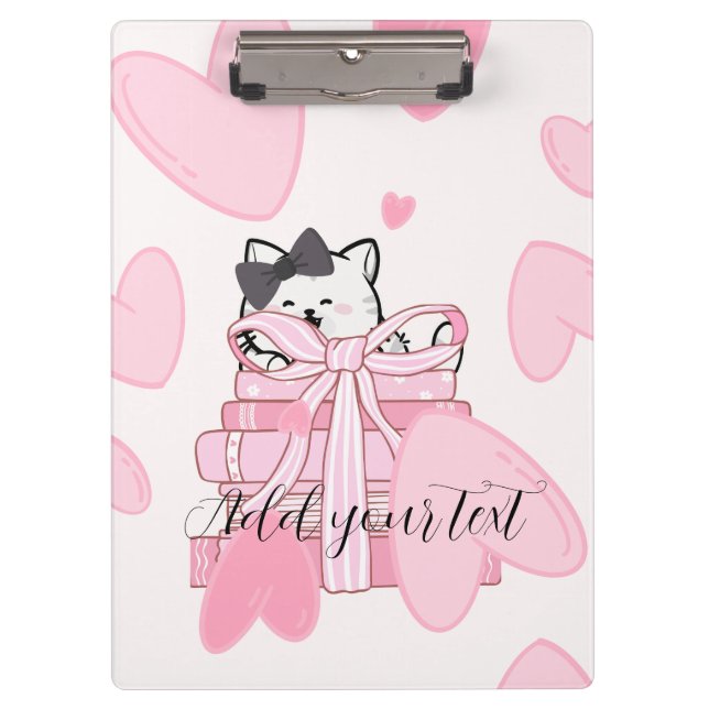 Pranchetas Read, Write, Love – Cat & Book Clipboard (Frente)