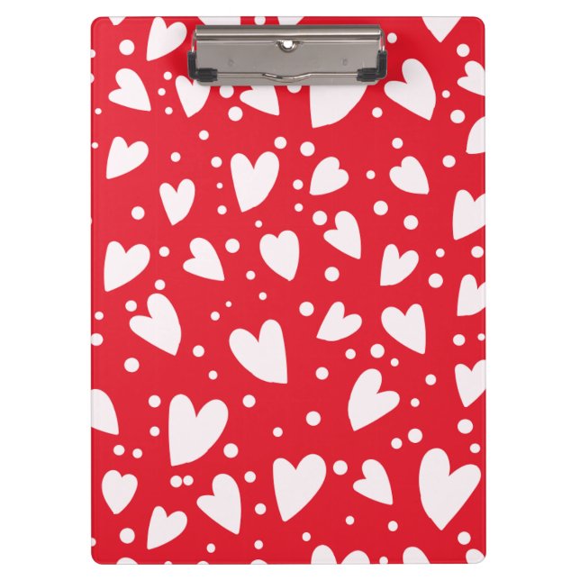 Pranchetas Red and White Heart Pattern | Cute Valentine Love  (Frente)