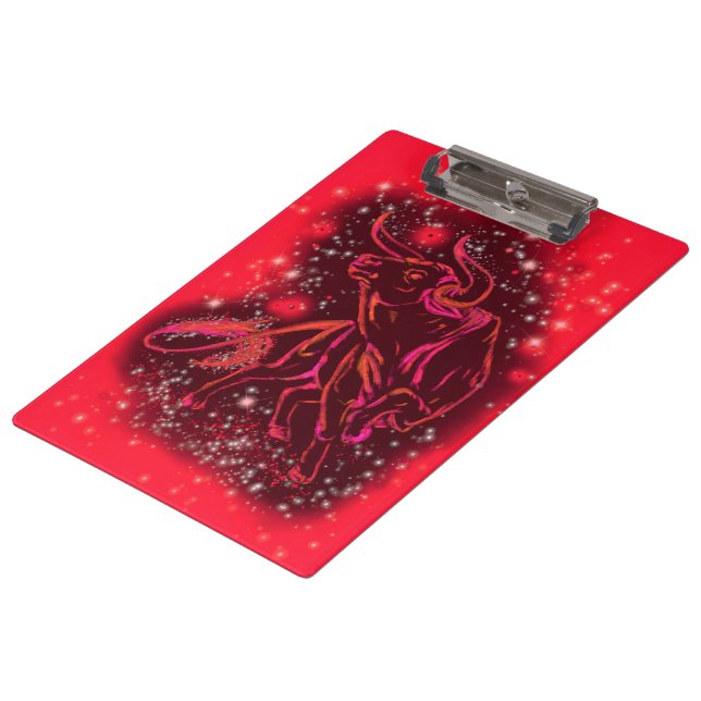 Pranchetas Red Clipboard Bull Correndo À Noite Estrelada (Inclinado)