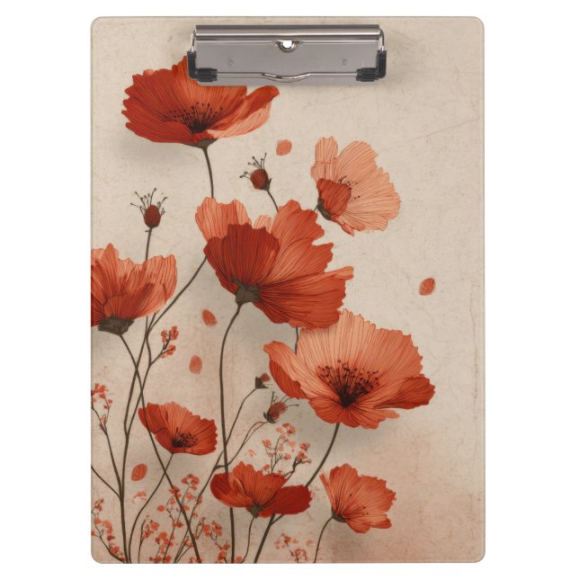Pranchetas Red flowers. Clipboard (Frente)