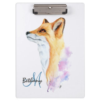 Pranchetas Red Fox Watercolor Personalizada