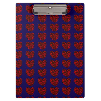 Pranchetas Red Hearts on Blue Clipboard