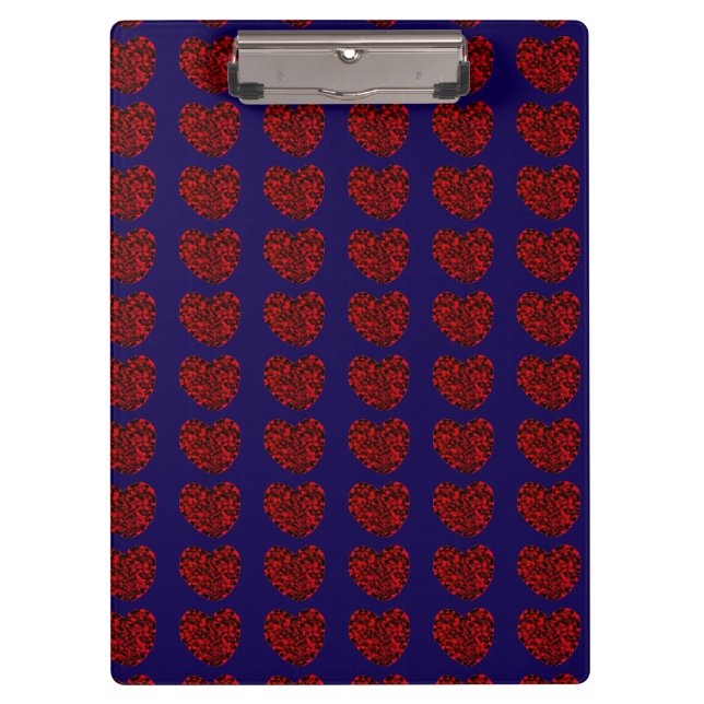 Pranchetas Red Hearts on Blue Clipboard (Frente)