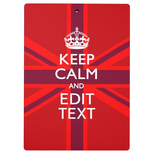 Pranchetas Red Keep Calm Mantenha seu texto na bandeira da to (Verso)