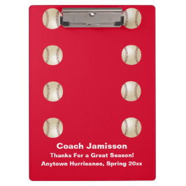 Pranchetas Red, Obrigado Treinador Da Equipe De Baseball, Nom