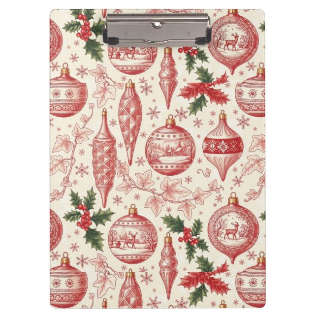 Pranchetas Red Toile Chinoiserie Christmas Ornaments (Frente)