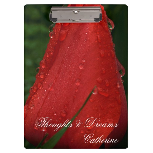 Pranchetas Red Tulip Macro Photo Floral Nature Art Clipboard (Frente)