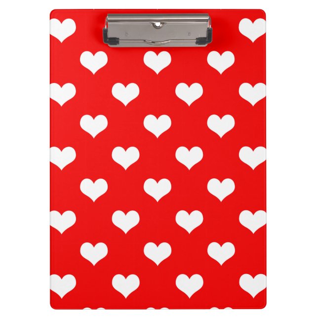 Pranchetas Red White Love Heart Pattern Design (Frente)