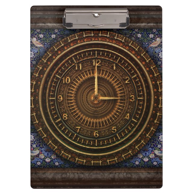 Pranchetas Relógio azul marrom steampunk vitoriano (Frente)