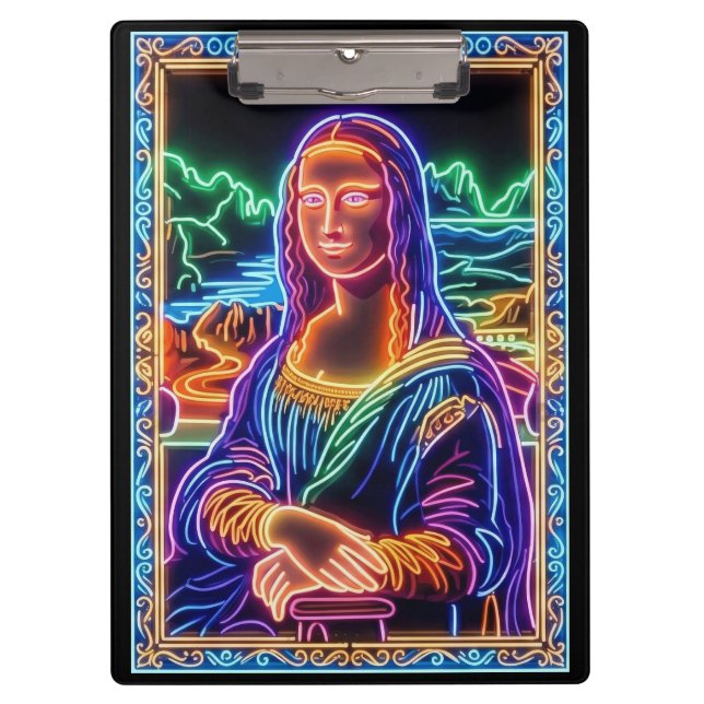 Pranchetas Retrato da Mona Lisa em Luz Neon Design (Frente)