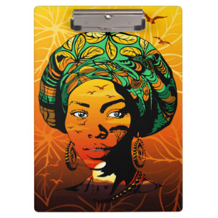 Pranchetas Retrato de Mulher Africana com Sunset
