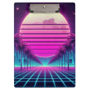 Pranchetas retrô, 80 anos lua neon/palmas