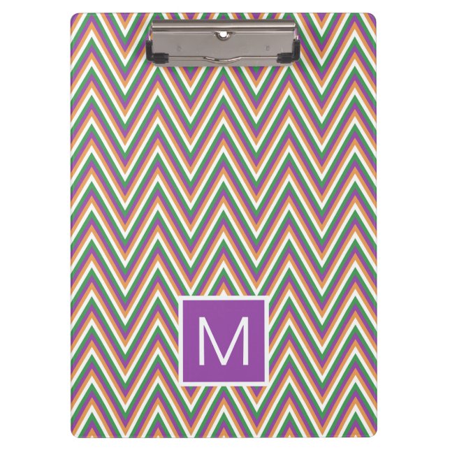 Pranchetas Retro Chevron Pattern Cool Monogram (Frente)
