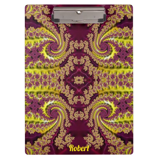 Pranchetas ROBERT ~ Maroon e design amarelo (Frente)