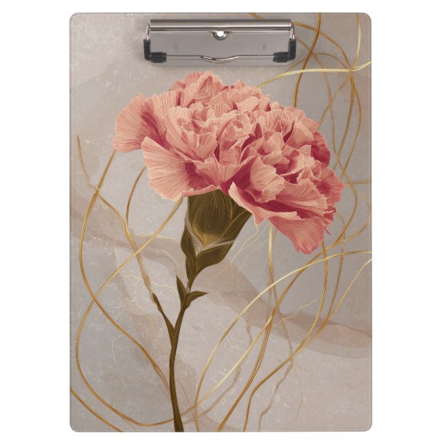 Pranchetas Rosa Bege Cravo Floral Dourado (Frente)