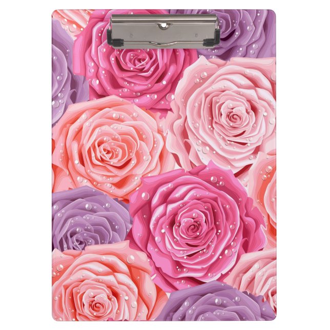 Pranchetas Rosa Bushel Flower Buquê | Área de Transferência d (Frente)