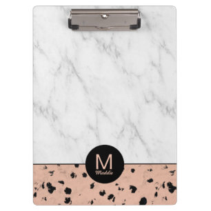 Pranchetas Rosa de na moda Dourado e Padrão Marble com Monogr