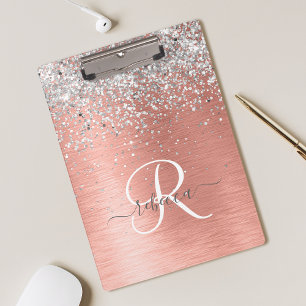 Pranchetas  Rosa Dourada Girly Silver Glitter Sparkly