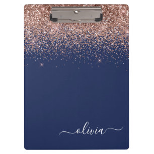 Pranchetas Rosa Dourado Bege Azul Naval Monograma Lantejoulas