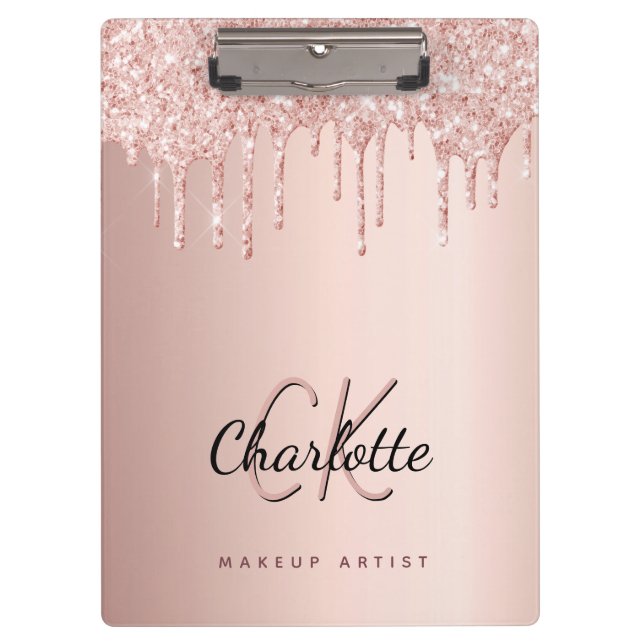 Pranchetas Rosa dourado brilha monograma (Frente)