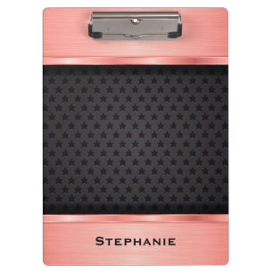 Pranchetas Rosa Dourado com Monograma de Fundo de Estrelas Ne