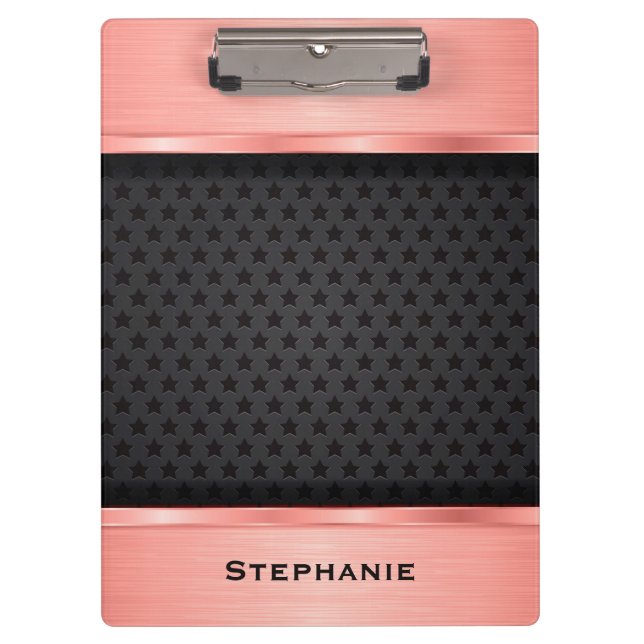 Pranchetas Rosa Dourado com Monograma de Fundo de Estrelas Ne (Frente)