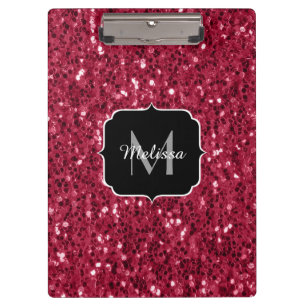 Pranchetas Rosa escuro vermelho magenta monograma com brilho 