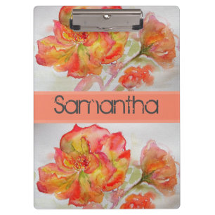 Pranchetas Rosa Floral Aquarela Cor Laranja Rosa Pêssego