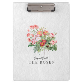 Pranchetas Rosa Floral de Cores de Água de Script Moderno Per