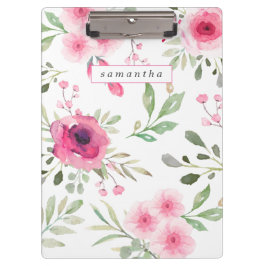 Pranchetas Rosa Floral Personalizada Aquarela Primavera