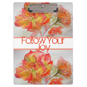 Pranchetas Rosa Floral Watercolor Orange Siga Sua Alegria