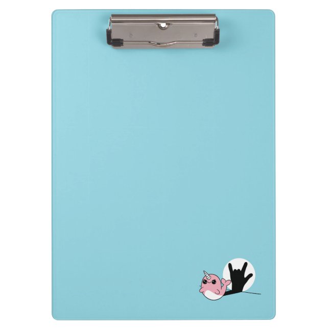 Pranchetas Rosa Narwhal ASL I Love You - Deaf Culture Design (Frente)