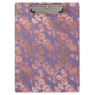 Pranchetas Rosa Ouro Glamouroso com Folha e Floral Lavanda