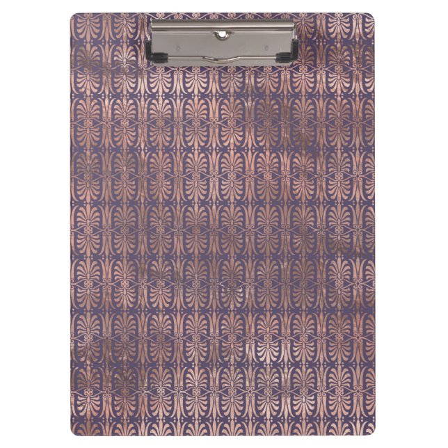 Pranchetas Rosa Ouro Glamouroso com Folha e Lavanda Art Déco (Frente)