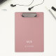 Pranchetas Rosa Rosa Dusty | Monograma moderno (An elegant, modern and minimalist clipboard in dusty rose pink with your monogram)