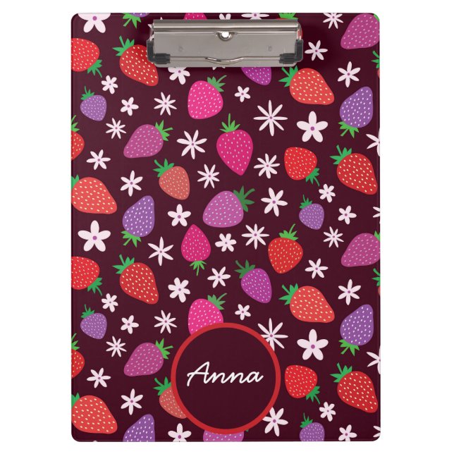 Pranchetas Rosa Vermelho Roxo Morango Com Flores  (Frente)