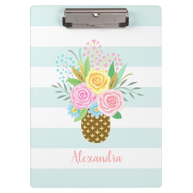 Pranchetas Rosas de ananás - Buquê - Turquesas Rosa (Frente)