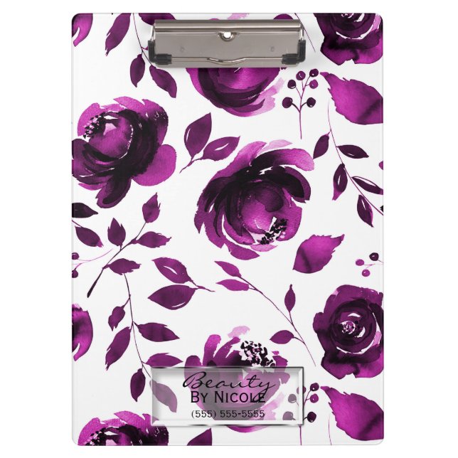 Pranchetas Rosas Roxos Glama Botânico Floral Personalizado (Frente)