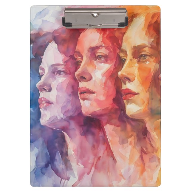 Pranchetas Rostos femininos - Pintura por aquarela (Frente)