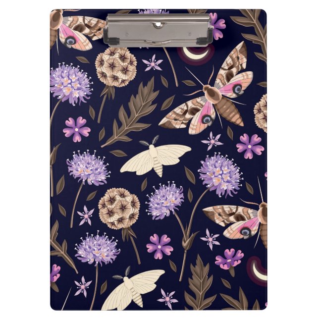 Pranchetas Roxo Floral | Moth Clipboard (Frente)