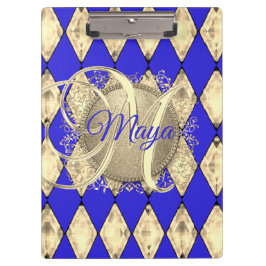 Pranchetas Royal Blue e Dourado Glam Monograma