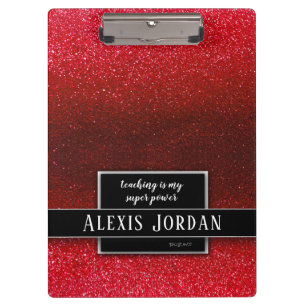 Pranchetas Ruby Red Glitter Black White Professores Super Pod